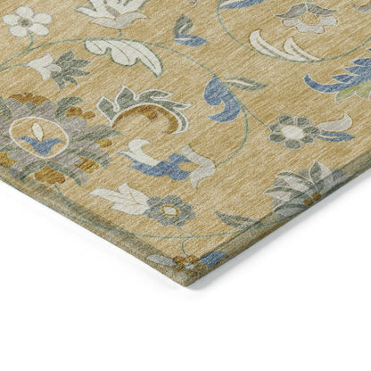 LOOMLAN Rugs Aveline Gold Washable Indoor-Outdoor Rug