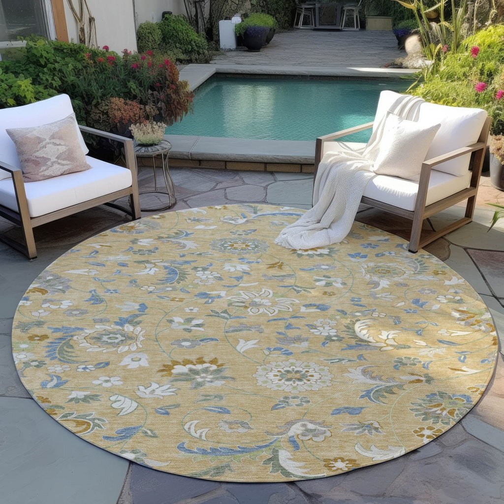 LOOMLAN Rugs Aveline Gold Washable Indoor-Outdoor Rug