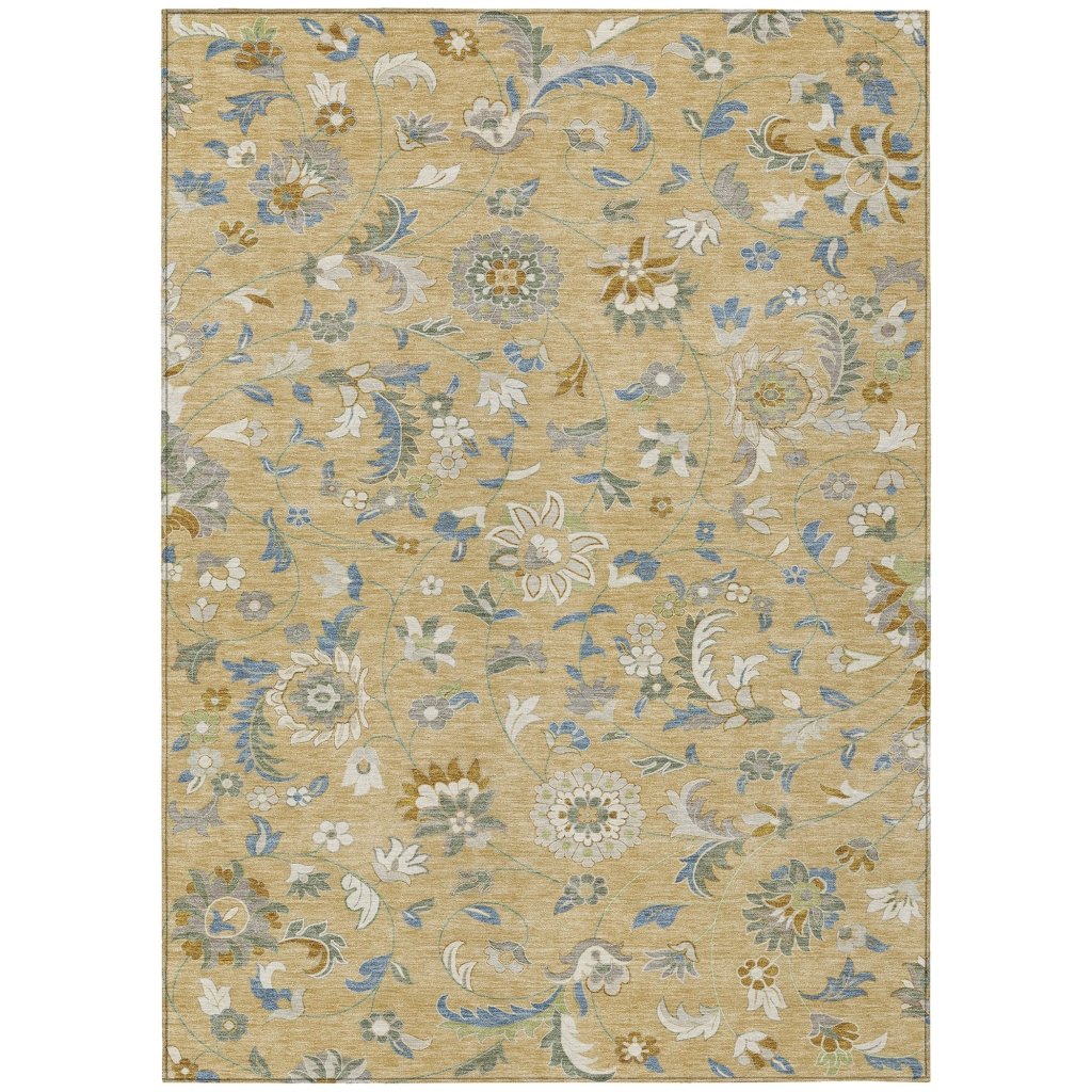 LOOMLAN Rugs Aveline Gold Washable Indoor-Outdoor Rug