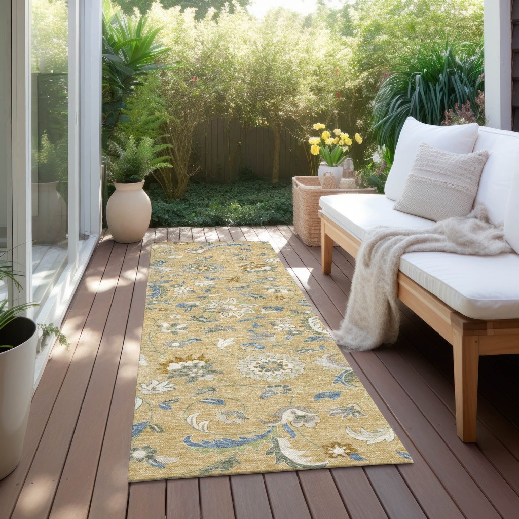LOOMLAN Rugs Aveline Gold Washable Indoor-Outdoor Rug