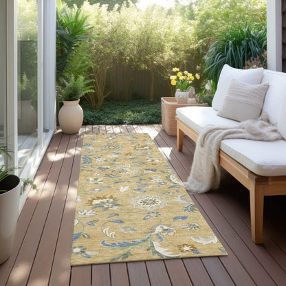 LOOMLAN Rugs Aveline Gold Washable Indoor-Outdoor Rug