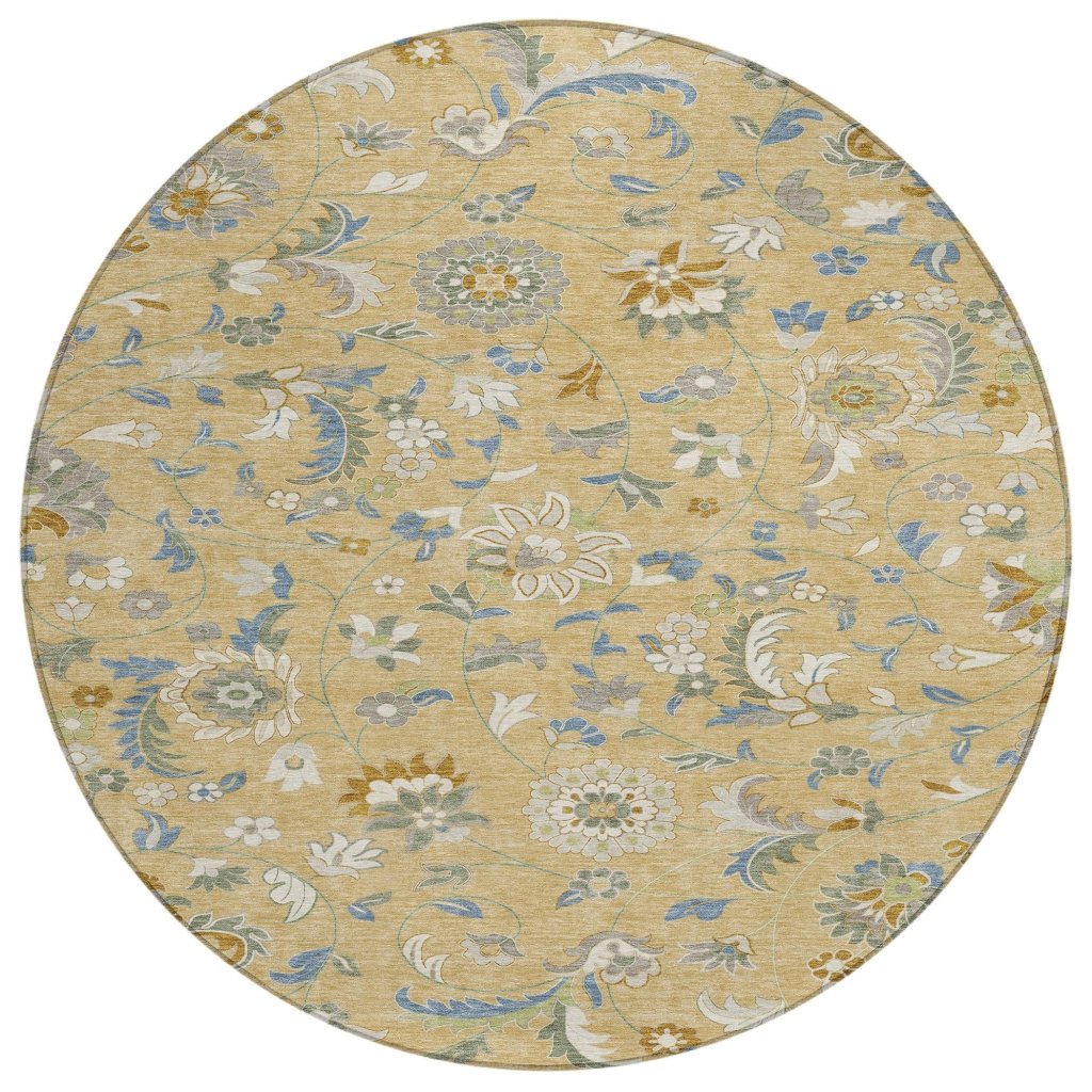 LOOMLAN Rugs Aveline Gold Washable Indoor-Outdoor Rug