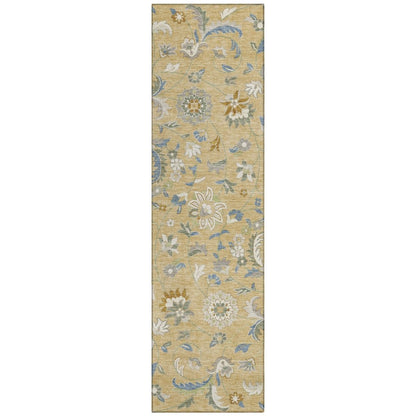 LOOMLAN Rugs Aveline Gold Washable Indoor-Outdoor Rug