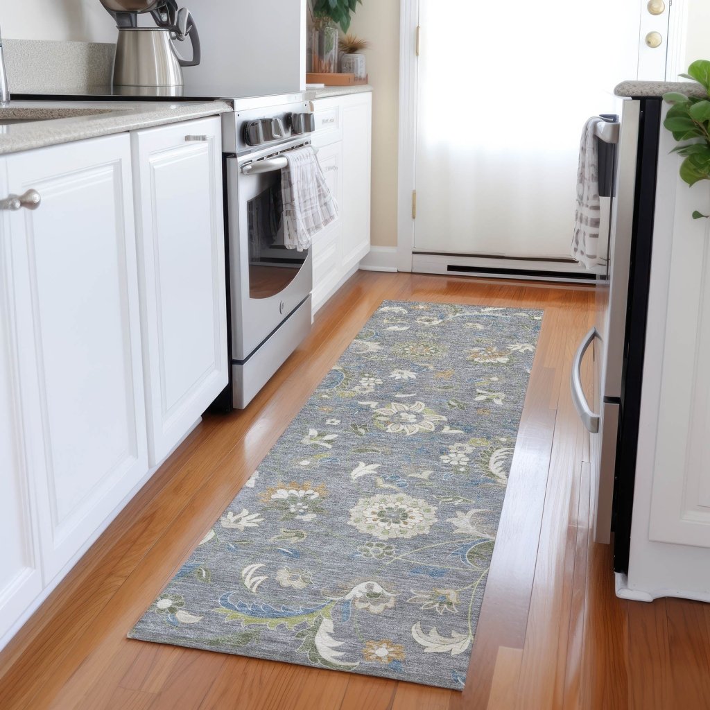 LOOMLAN Rugs Aveline Gray Washable Indoor-Outdoor Rug