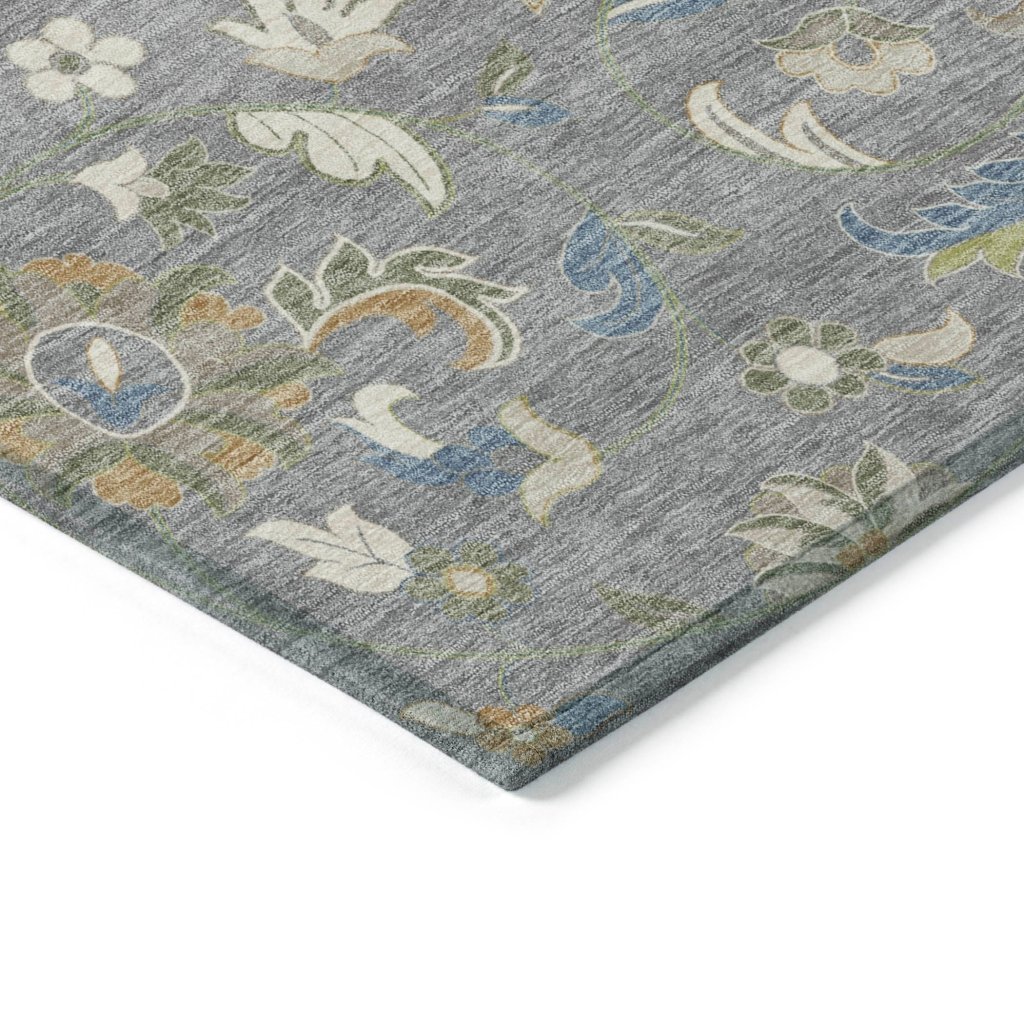 LOOMLAN Rugs Aveline Gray Washable Indoor-Outdoor Rug
