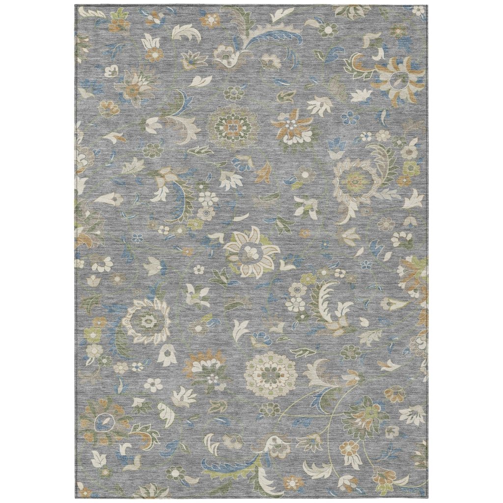 LOOMLAN Rugs Aveline Gray Washable Indoor-Outdoor Rug
