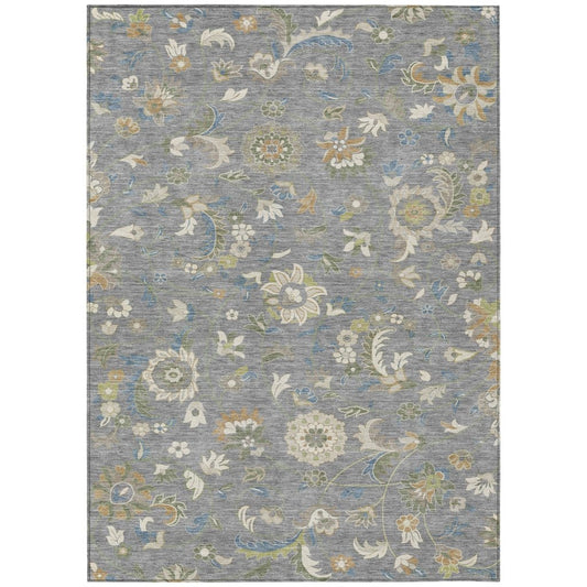 LOOMLAN Rugs Aveline Gray Washable Indoor-Outdoor Rug
