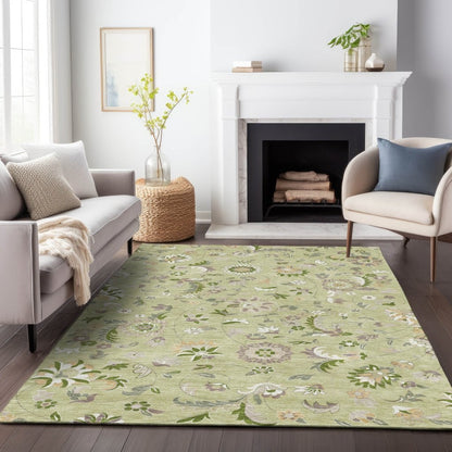 LOOMLAN Rugs Aveline Green Washable Indoor-Outdoor Rug