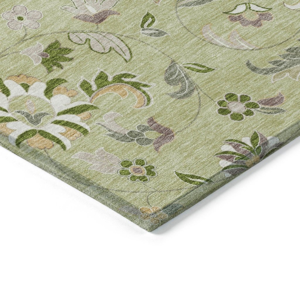 LOOMLAN Rugs Aveline Green Washable Indoor-Outdoor Rug