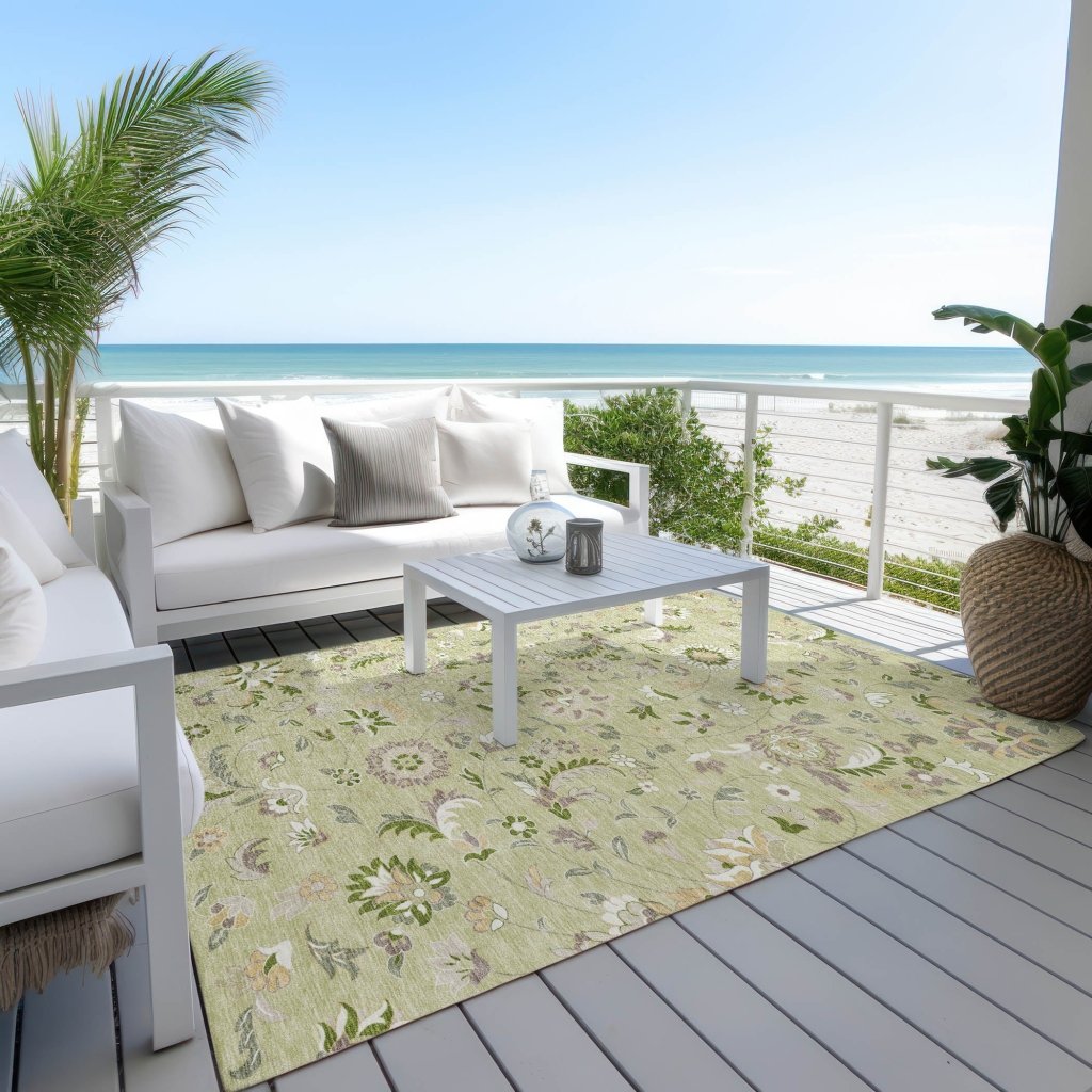 LOOMLAN Rugs Aveline Green Washable Indoor-Outdoor Rug