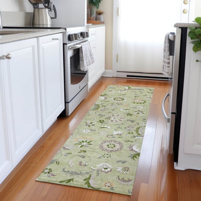 LOOMLAN Rugs Aveline Green Washable Indoor-Outdoor Rug