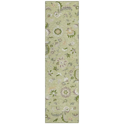 LOOMLAN Rugs Aveline Green Washable Indoor-Outdoor Rug