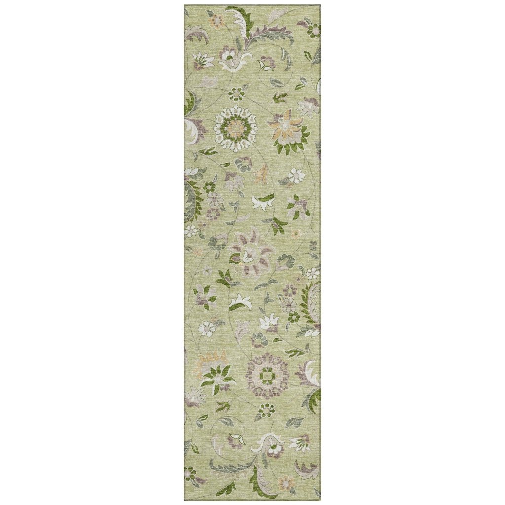 LOOMLAN Rugs Aveline Green Washable Indoor-Outdoor Rug