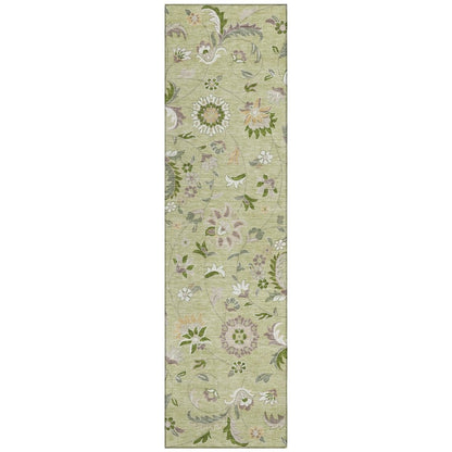 LOOMLAN Rugs Aveline Green Washable Indoor-Outdoor Rug