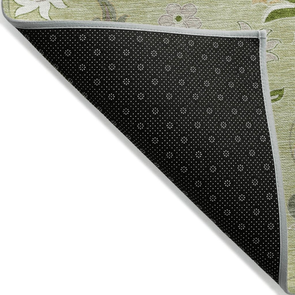 LOOMLAN Rugs Aveline Green Washable Indoor-Outdoor Rug