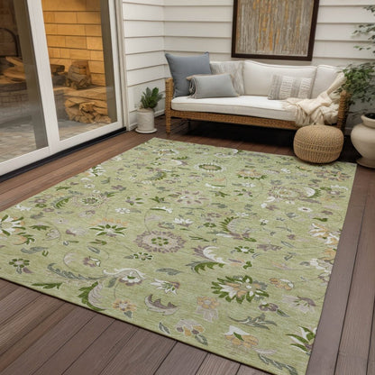 LOOMLAN Rugs Aveline Green Washable Indoor-Outdoor Rug
