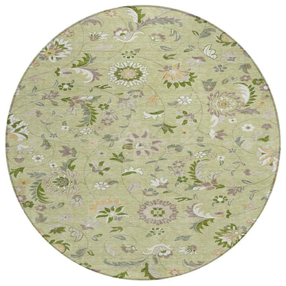 LOOMLAN Rugs Aveline Green Washable Indoor-Outdoor Rug