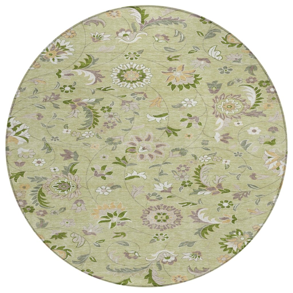 LOOMLAN Rugs Aveline Green Washable Indoor-Outdoor Rug