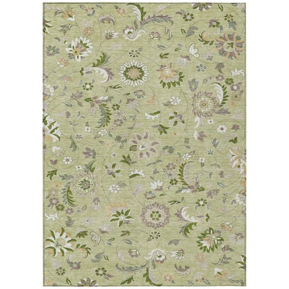 LOOMLAN Rugs Aveline Green Washable Indoor-Outdoor Rug