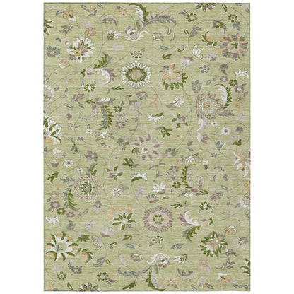LOOMLAN Rugs Aveline Green Washable Indoor-Outdoor Rug