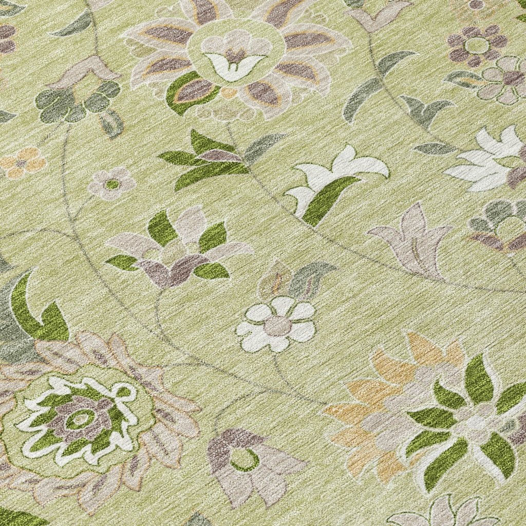 LOOMLAN Rugs Aveline Green Washable Indoor-Outdoor Rug