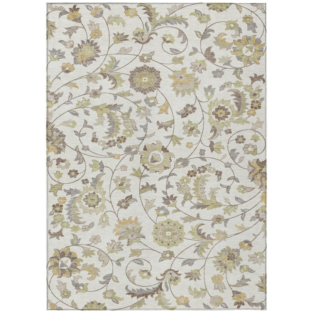 LOOMLAN Rugs Aveline Ivory Washable Indoor-Outdoor Rug