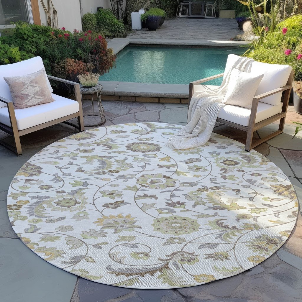 LOOMLAN Rugs Aveline Ivory Washable Indoor-Outdoor Rug