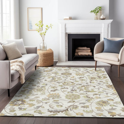 LOOMLAN Rugs Aveline Ivory Washable Indoor-Outdoor Rug
