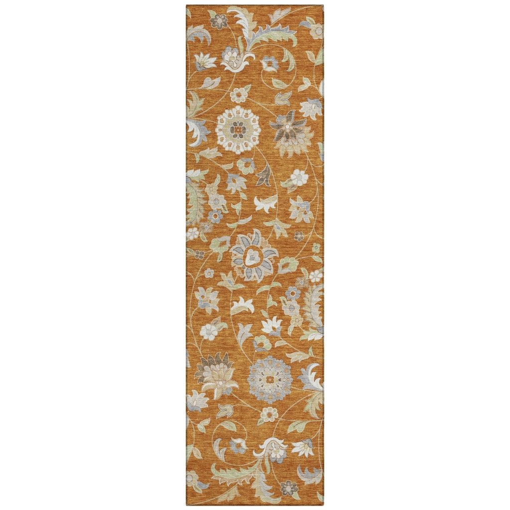 LOOMLAN Rugs Aveline Orange Washable Indoor-Outdoor Rug