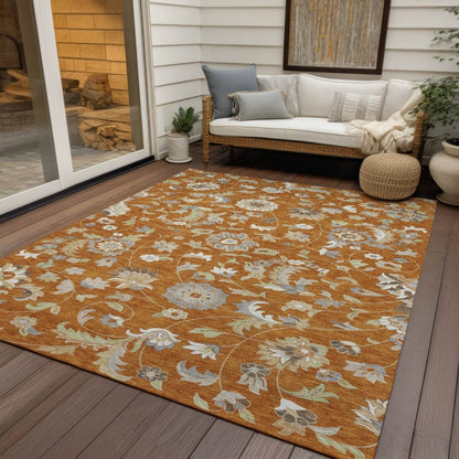 LOOMLAN Rugs Aveline Orange Washable Indoor-Outdoor Rug