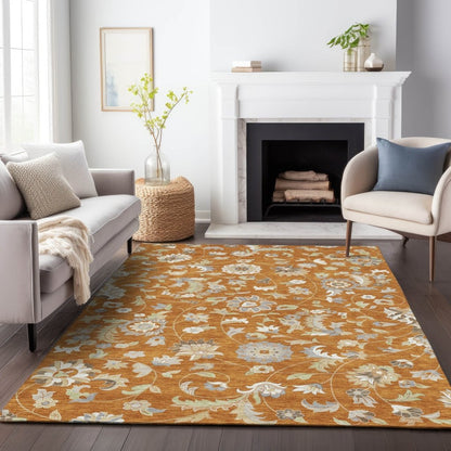 LOOMLAN Rugs Aveline Orange Washable Indoor-Outdoor Rug