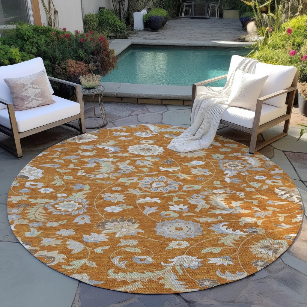 LOOMLAN Rugs Aveline Orange Washable Indoor-Outdoor Rug