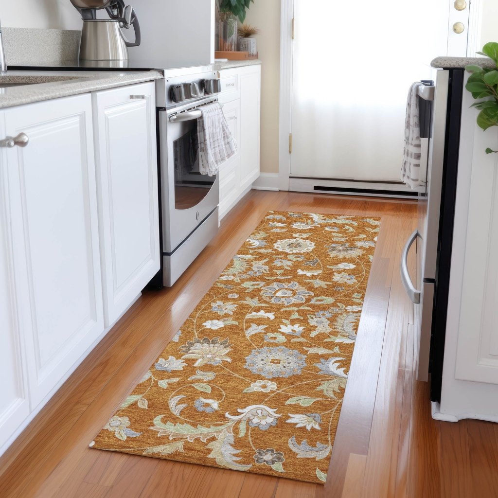 LOOMLAN Rugs Aveline Orange Washable Indoor-Outdoor Rug