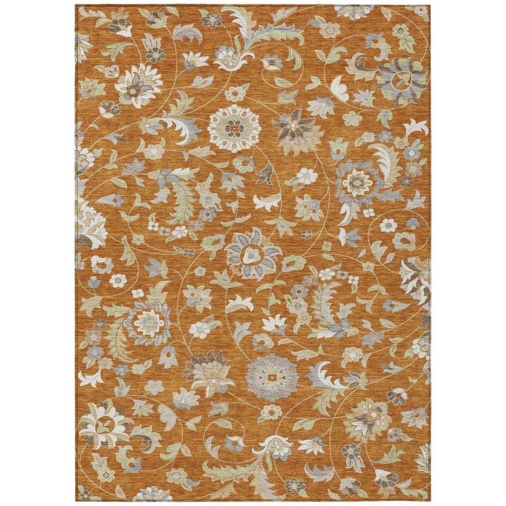 LOOMLAN Rugs Aveline Orange Washable Indoor-Outdoor Rug
