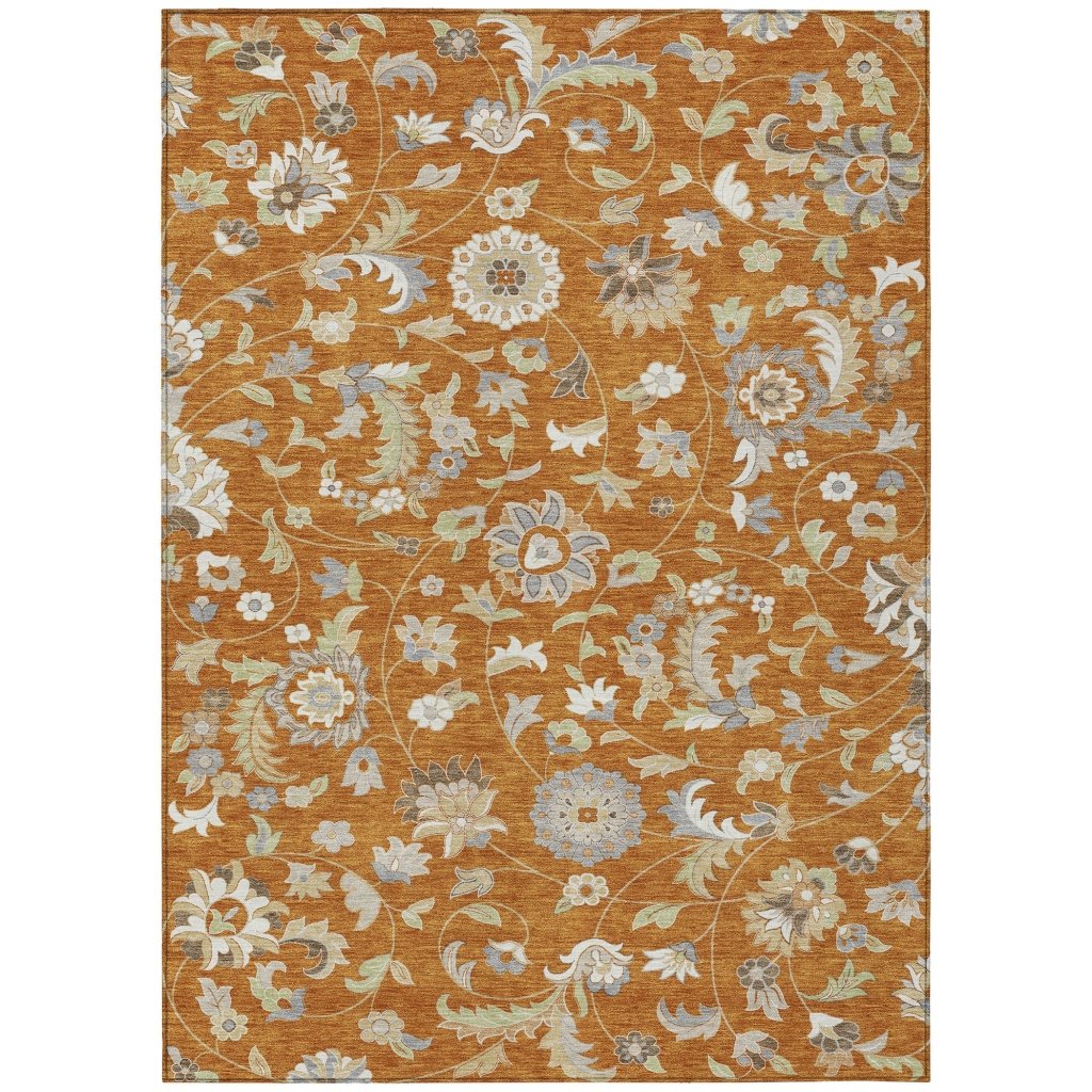 LOOMLAN Rugs Aveline Orange Washable Indoor-Outdoor Rug