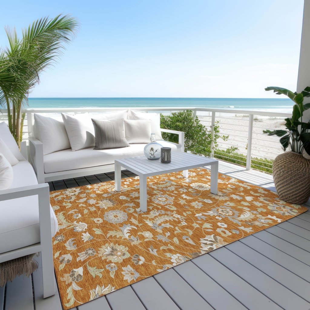 LOOMLAN Rugs Aveline Orange Washable Indoor-Outdoor Rug