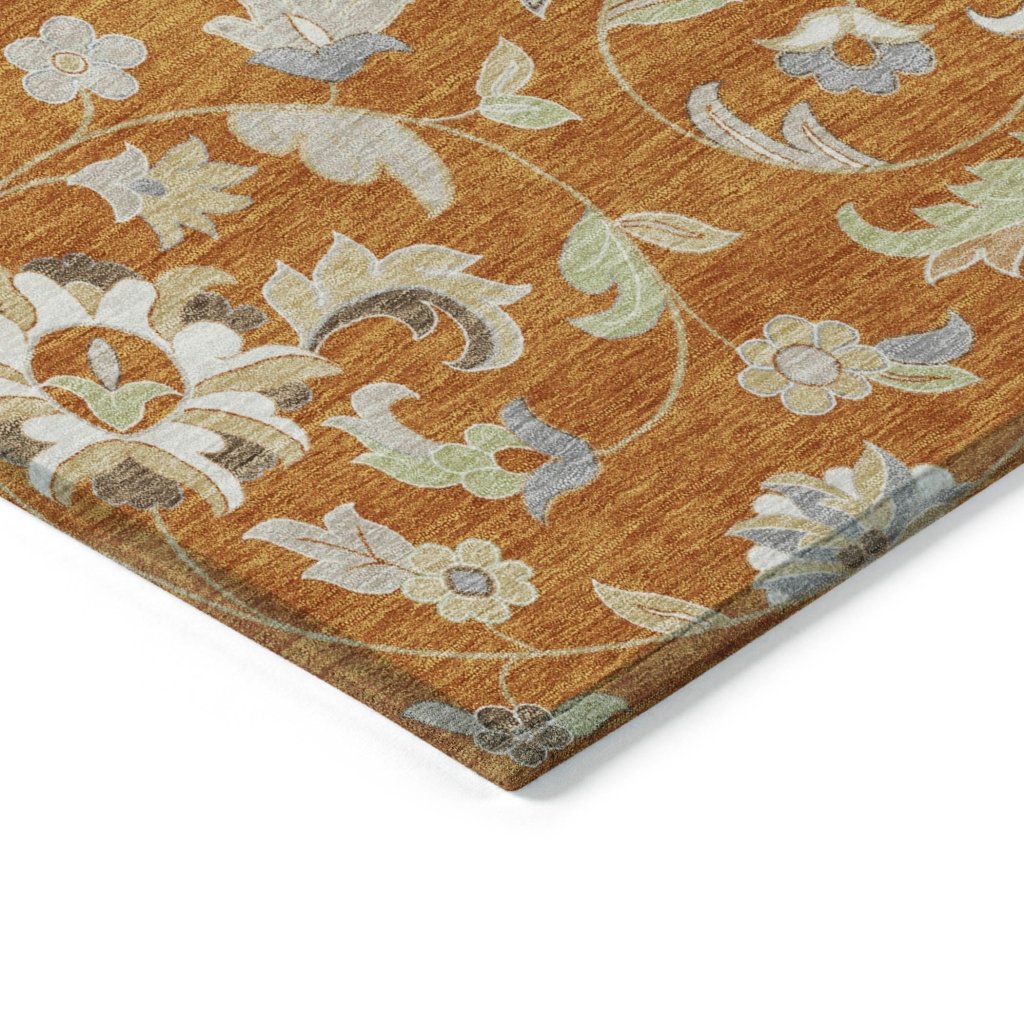 LOOMLAN Rugs Aveline Orange Washable Indoor-Outdoor Rug