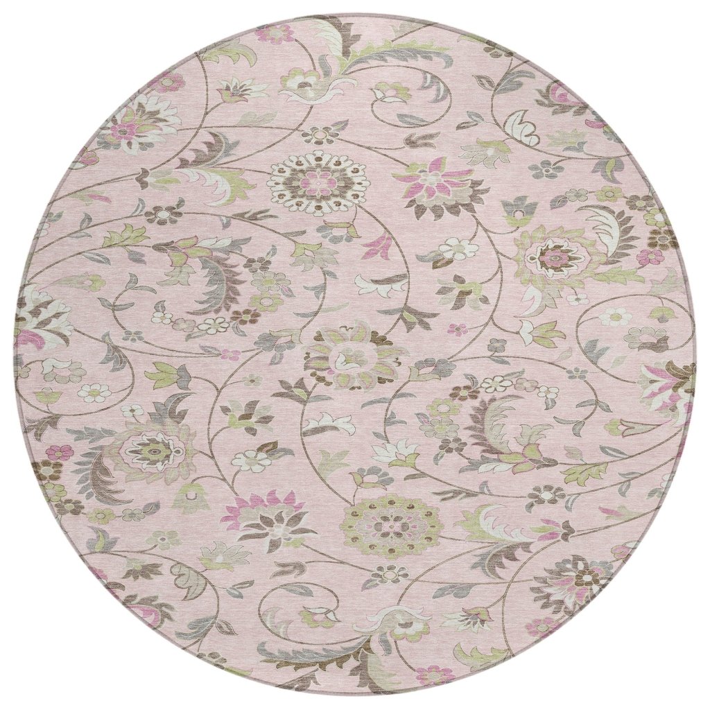 LOOMLAN Rugs Aveline Pink Washable Indoor-Outdoor Rug
