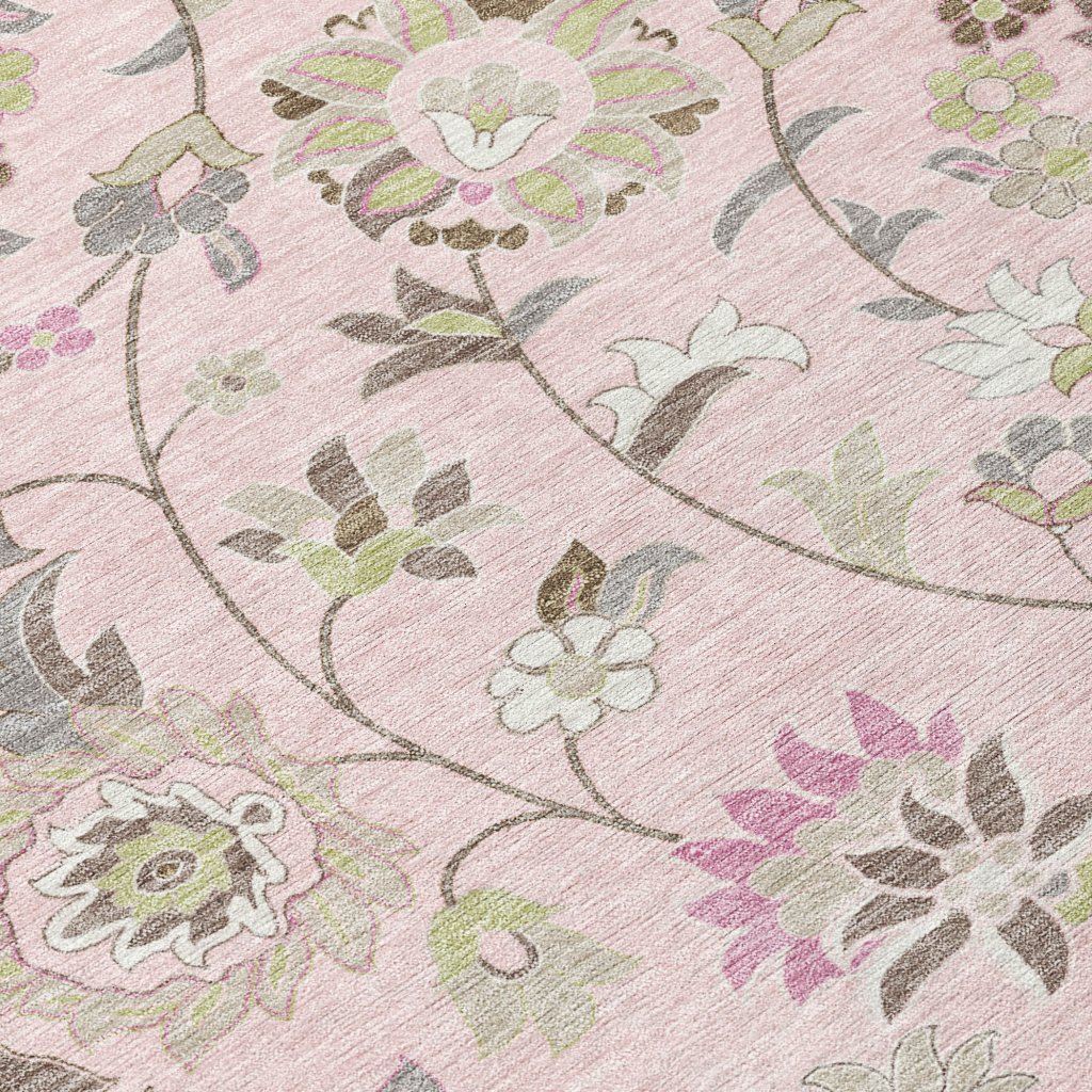 LOOMLAN Rugs Aveline Pink Washable Indoor-Outdoor Rug