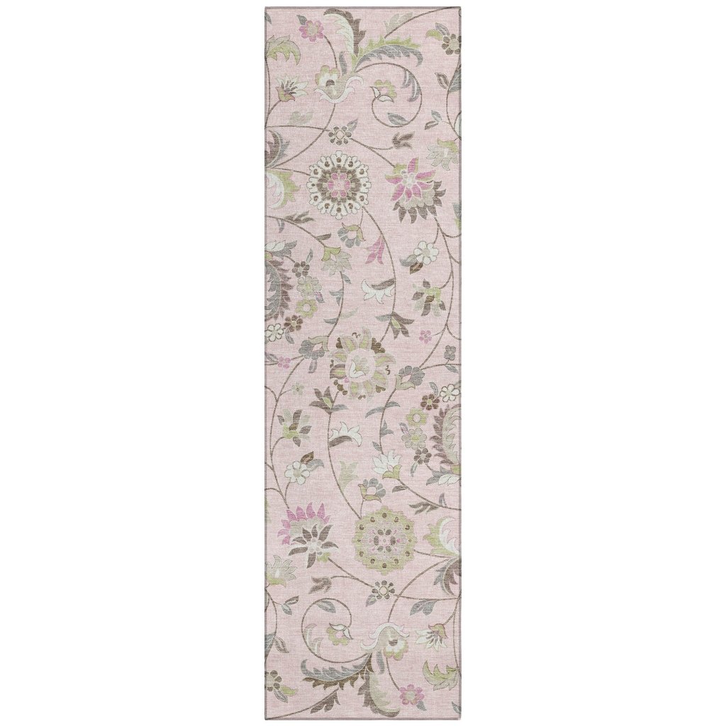 LOOMLAN Rugs Aveline Pink Washable Indoor-Outdoor Rug