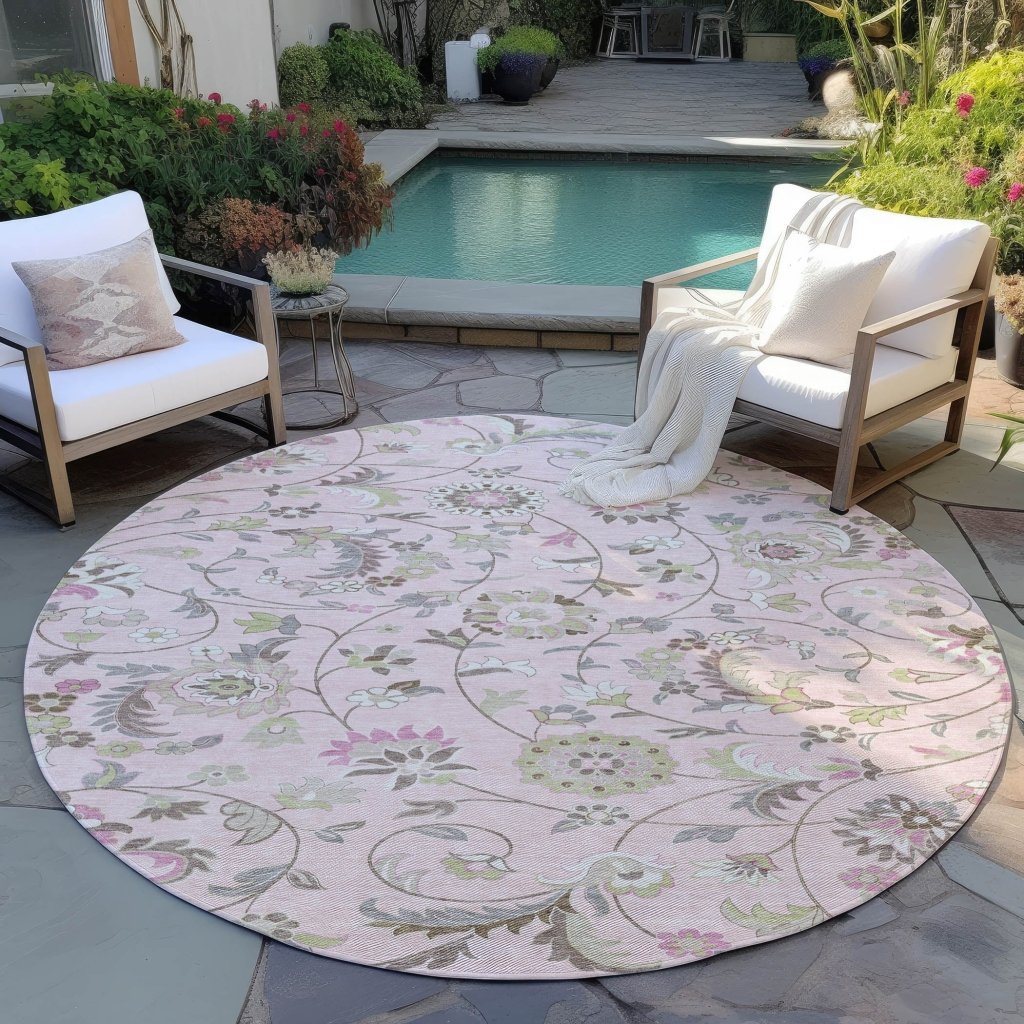 LOOMLAN Rugs Aveline Pink Washable Indoor-Outdoor Rug