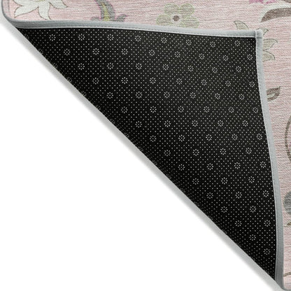 LOOMLAN Rugs Aveline Pink Washable Indoor-Outdoor Rug