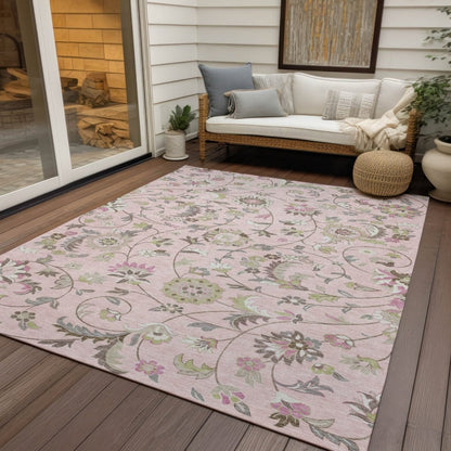 LOOMLAN Rugs Aveline Pink Washable Indoor-Outdoor Rug