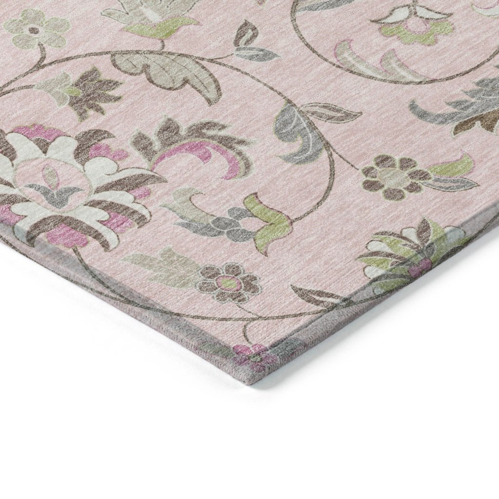 LOOMLAN Rugs Aveline Pink Washable Indoor-Outdoor Rug