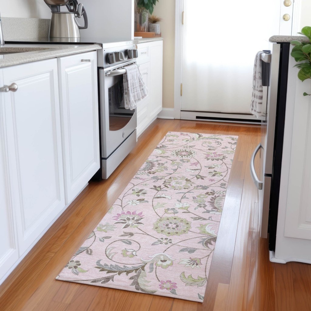 LOOMLAN Rugs Aveline Pink Washable Indoor-Outdoor Rug