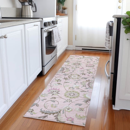LOOMLAN Rugs Aveline Pink Washable Indoor-Outdoor Rug