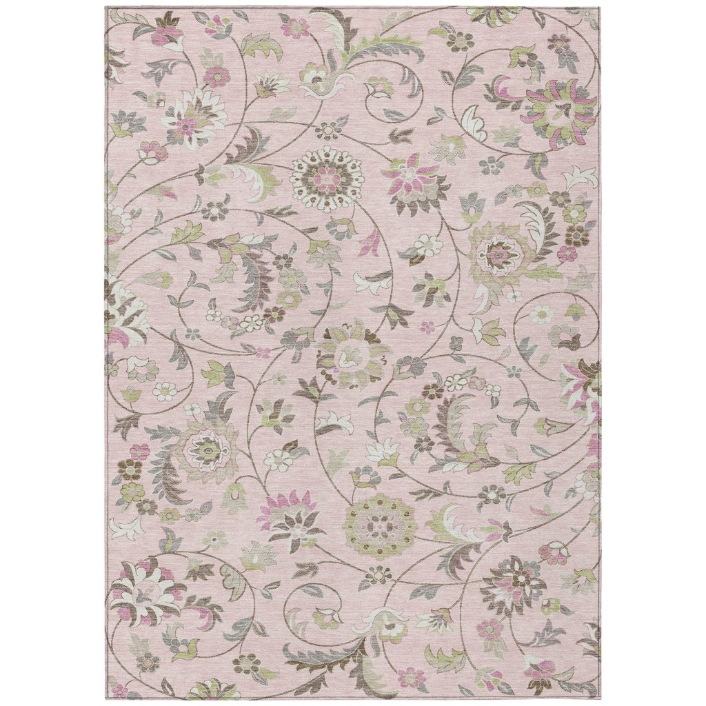 LOOMLAN Rugs Aveline Pink Washable Indoor-Outdoor Rug