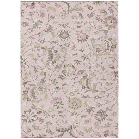 LOOMLAN Rugs Aveline Pink Washable Indoor-Outdoor Rug