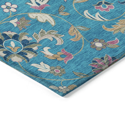 LOOMLAN Rugs Aveline Teal Washable Indoor-Outdoor Rug