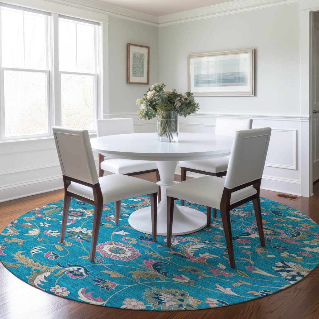 LOOMLAN Rugs Aveline Teal Washable Indoor-Outdoor Rug